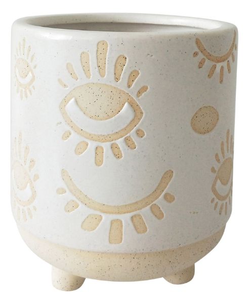 Picture of Elemental Eye Planter White & Sand Sm 12cm