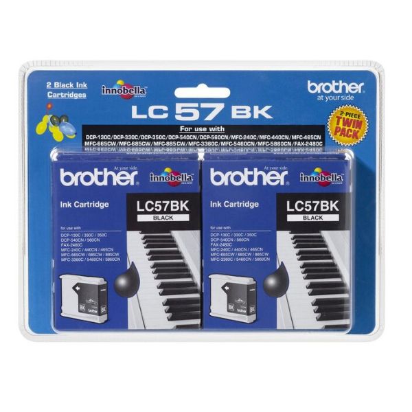 Picture of Brother LC-57BK Black Ink Cartridge Twin Pack