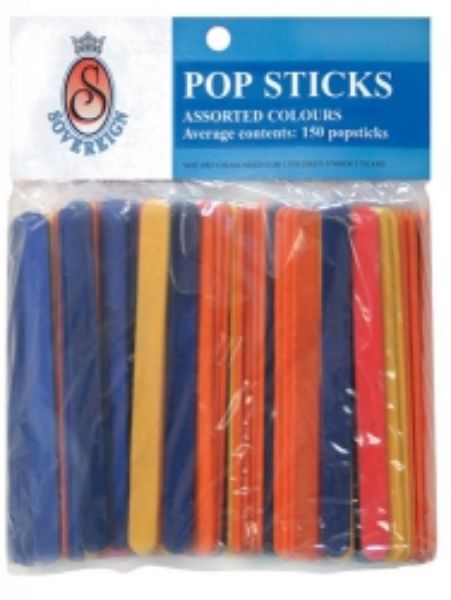 Picture of Craft Popsticks Coloured Packet 150