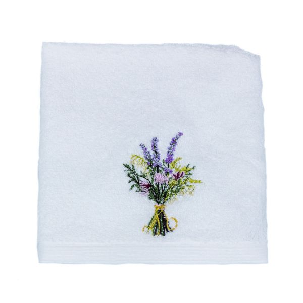 Picture of Lavendar Posy Embroidered Face Washer.