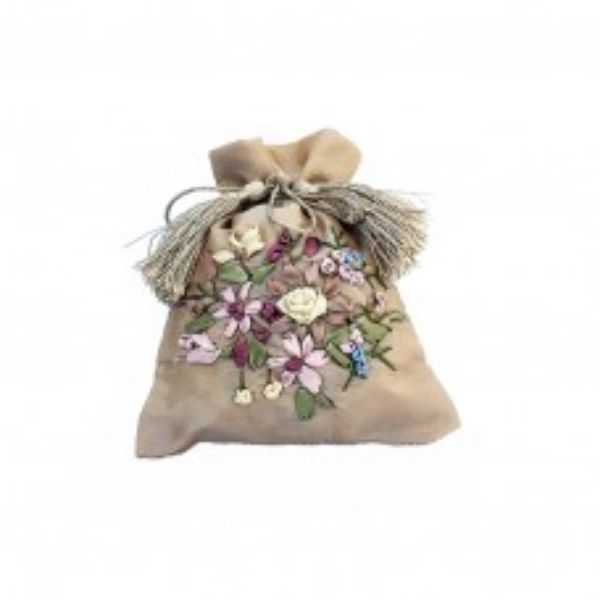 Picture of Rose Filled Small Ribbon Bag - Cream