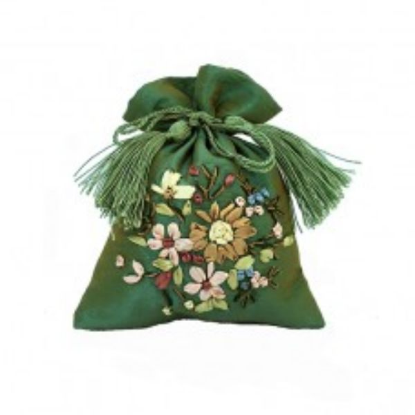 Picture of Rose Filled Small Ribbon Bag - Green