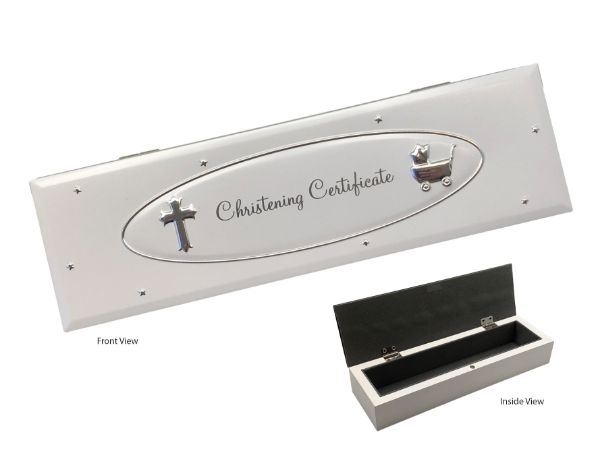 Picture of Christening Certificate Box - White