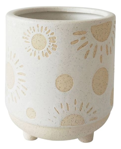 Picture of Elemental Sun Planter White & Sand Sm 12cm