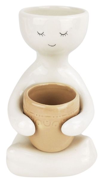 Picture of Person holding a pot Planter  - Beige 20cm heigh