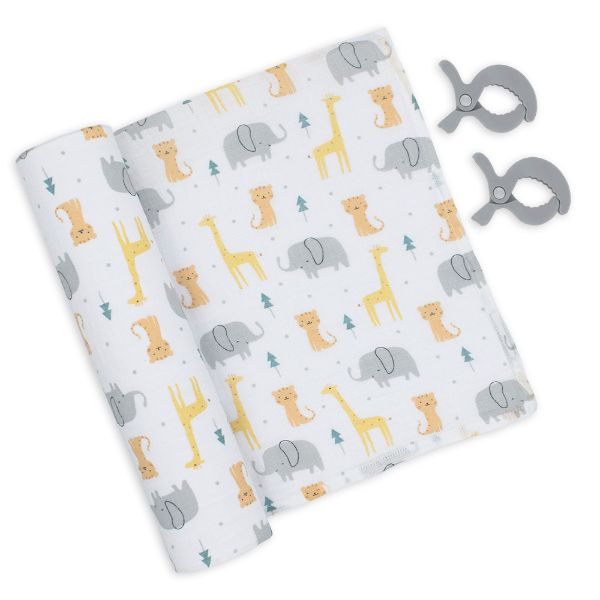 Picture of Muslin Swaddle & Pram Pegs - Animal Parade